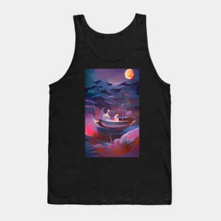 Night Fishing Watercolor Art Tank Top